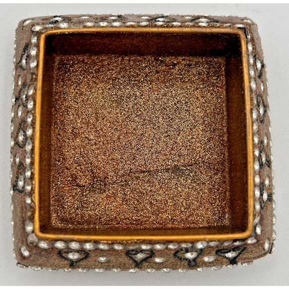 Vintage Glitter and Rhinestone Inlay Trinket Box SKU PB206 - Picture 3 of 5
